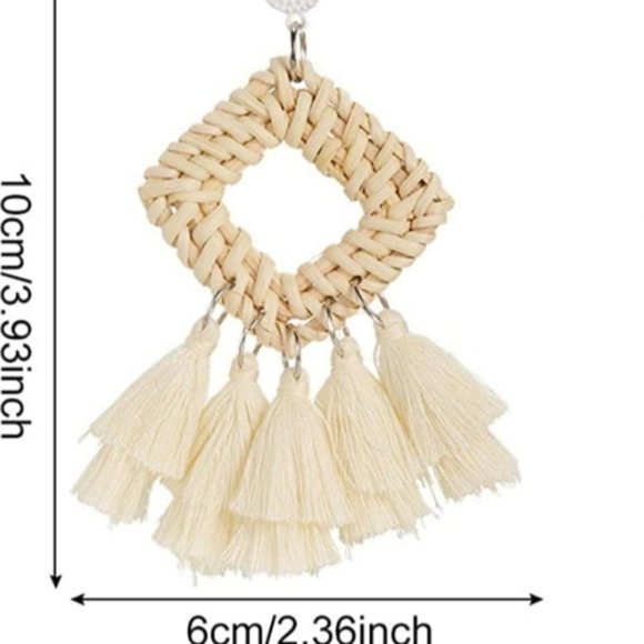 Betsey Johnson Rattan Wicker Straw Dangle Earrings - Picture 4 of 6